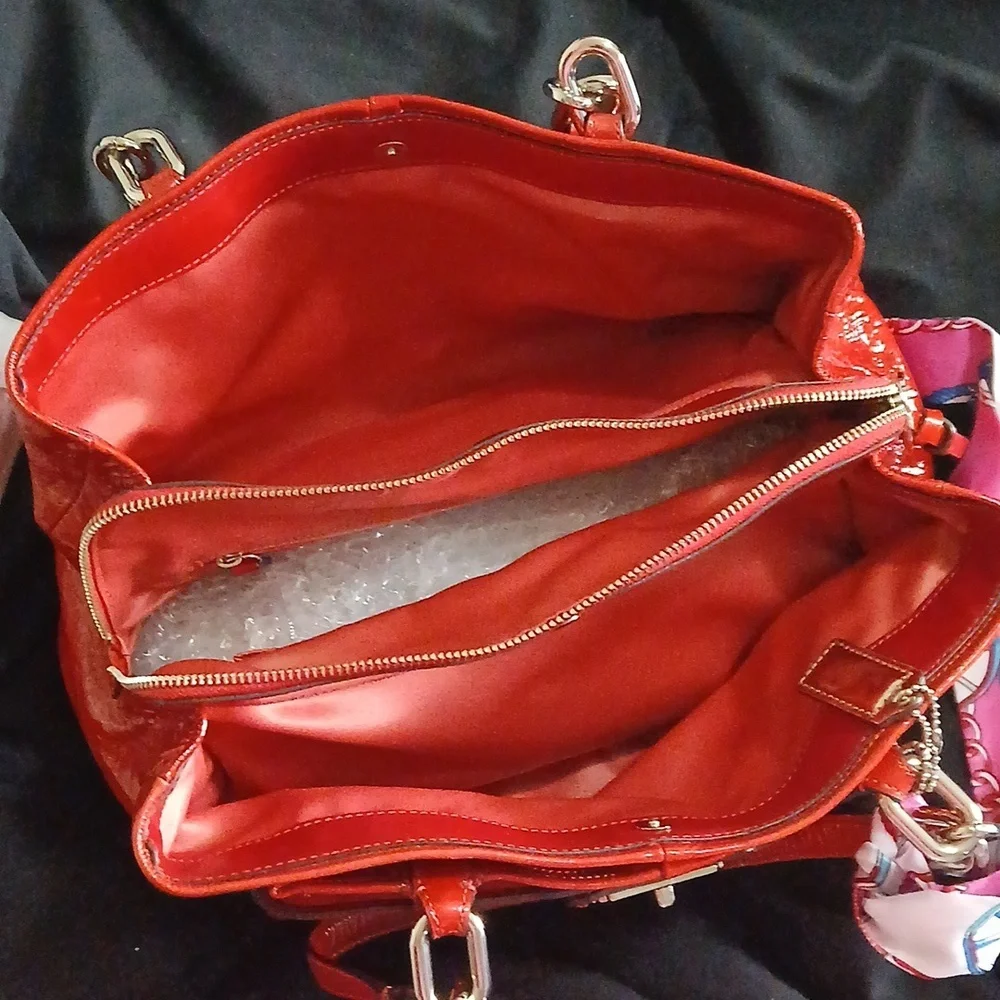 Coach “Chelsea Jayden” 18960 Patent Leather Bag  With Wristlet– Cherry Red 💋✨ - Picture 2 of 8